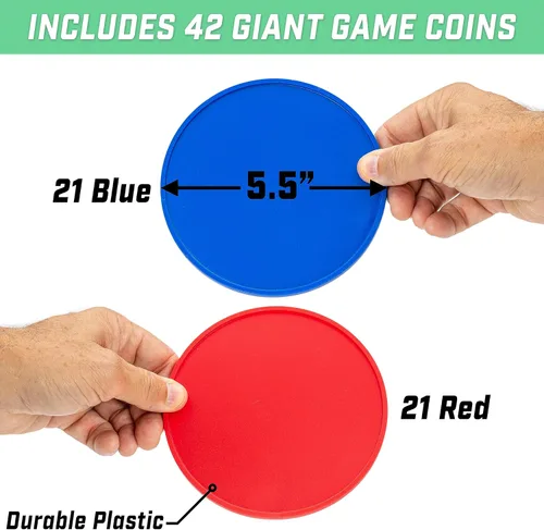 Vista 6 de GoSports 4 Foot Giant Wooden 4-in-a-Row Connect Game – Jumbo Party Size with Heavy-Duty Coins – Easy Setup and Portable Design for Indoor and