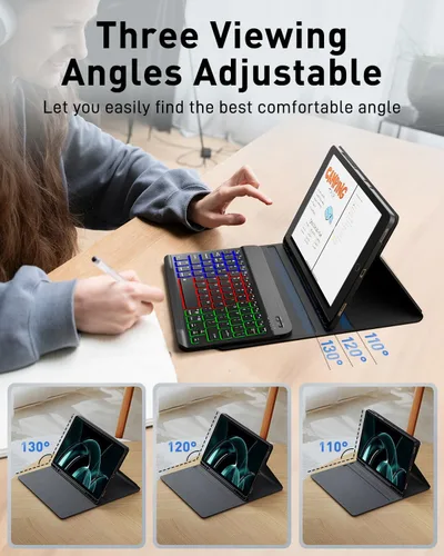 Vista 6 de Funda para teclado para Samsung Galaxy Tab S10 Lite / S10 FE / S9 FE / S9 / S8 10.9-11 pulgadas Cubierta - Teclado magnético desmontable