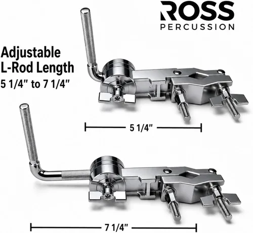 Vista 2 de ROSS Percussion - Abrazadera universal de montaje para cencerro con barra en L ajustable Accesorio de hardware de tambor multiajuste