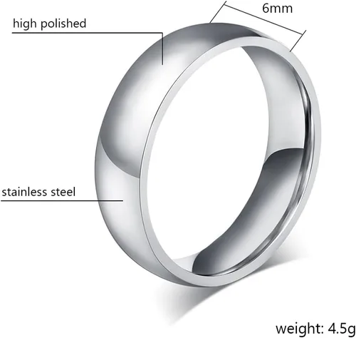 Vista 2 de TTVOVO Mens Basic Ring Wedding Bands 2MM 4MM 6MM 8MM 10MM Stainless Steel Simple Rings for Men Women SilverBlackBlue Engagement Band Plain Domed