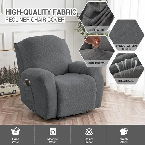 Vista 120 de Gennia Funda Impermeable para Silla Reclinable, Fundas Elásticas para Sofá Reclinable con Bolsillos, Fundas Lavables para Silla Reclinable Lazy Boy
