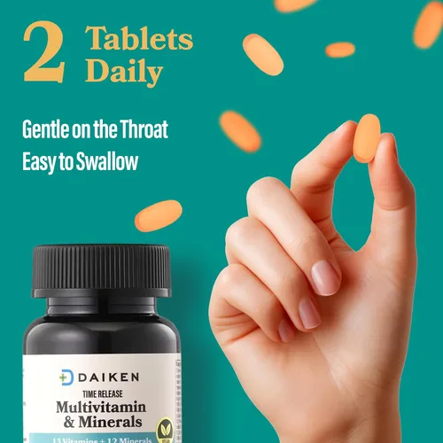 Vista 4 de DAIKEN Mini multivitamínico, 60 tabletas, mejorado con luteína, licopeno y ácido fólico, multivitamínico liberado por el tiempo para mujeres