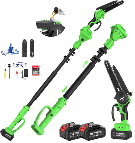 Vista 8 de Mini motosierra inalámbrica de 6 pulgadas, motosierra alimentada por batería de 24 V Engrasador automático, 2 baterías de 2000 mAh incluidas