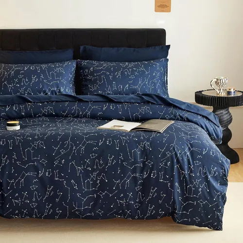 Vista 8 de Wake In Cloud - Juego de funda de edredón de constelación, astrología espacial de galaxia celestial para adolescentes, niños y niñas, ropa de cama