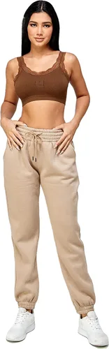 Vista 45 de IUUI Pantalones deportivos de cintura alta para mujer, con bolsillos, de algodón, holgados, atléticos