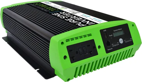 Vista 3 de GoWISE Power Inversor de onda sinusoidal pura PS1009 de 2000 W continuo de 4000 W de sobretensión con pantalla LCD digital, negro/verde
