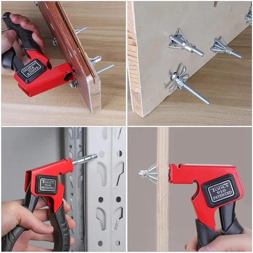 Vista 6 de Tornillo de acero chapado en zinc, juego de tornillos de anclaje de pared huecos resistentes, pernos Molly para metal, paneles de yeso, yeso