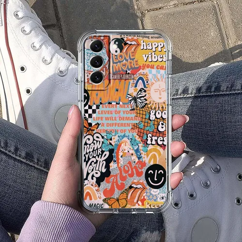 Vista 5 de Funda de collage estético para Samsung Galaxy S21, patrón de citas positivas, funda de TPU suave de moda compatible con Galaxy S21