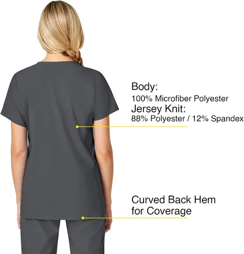 Vista 4 de WonderWink Camiseta de maternidad con cuello en V para mujer