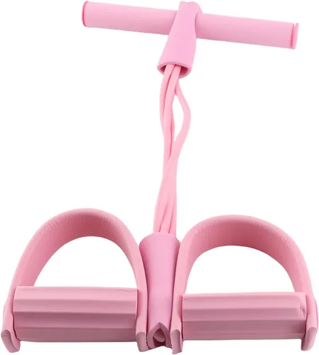 Vista 5 de Banda de resistencia de pedal, 4 tubos elásticos de tracción de cuerda de entrenamiento para yoga, fisicoculturismo, expansor para abdomen, cintura