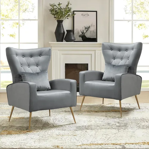 Vista 38 de Silla decorativa de terciopelo con respaldo abatible y cojín lumbar, sillón moderno para sala de estar/dormitorio, silla lateral de recepción