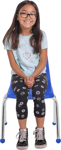Vista 3 de FDP 15407-BL - Silla escolar apilable de 8 pulgadas con deslizadores de Azul