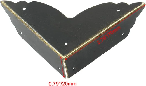 Vista 3 de 8 protectores de esquina de metal negro, protectores de esquina de caja de 2.76 x 2.76 pulgadas, protectores decorativos de esquina de metal