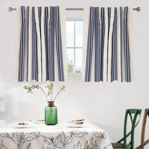 Vista 67 de DriftAway Chris Linen - Cortinas opacas con capa térmica y reductora de sonido, 63 pulgadas de largo para dormitorio, cortinas estampadas a rayas