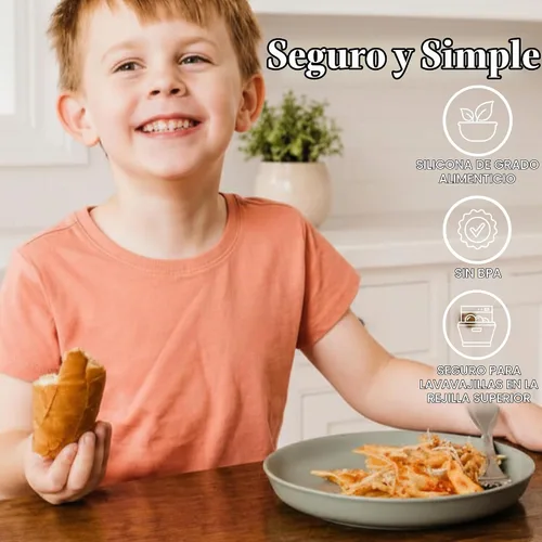 Vista 4 de WeeSprout Platos sin succión para bebés y niños pequeños con tapas, platos de silicona 100% de grado alimenticio, tapas de plástico duro de alta