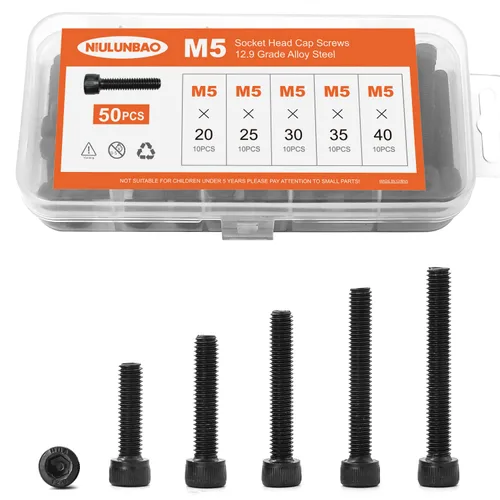 Vista 21 de Tornillos de cabeza hexagonal M3 x 4 mm, 6 mm, 8 mm, 10 mm, 12 mm, pernos de acero de aleación de grado 12.9, acabado de óxido negro, unidad