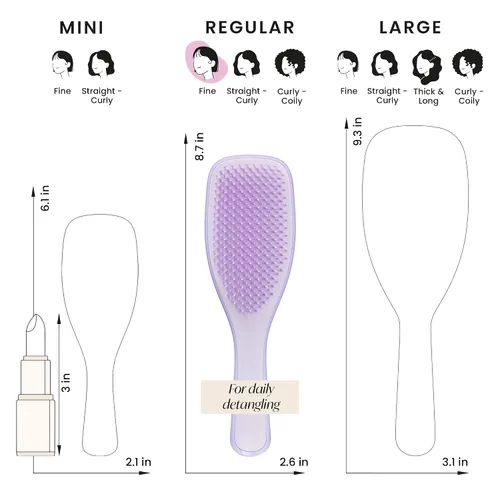 Vista 6 de Tangle Teezer Cepillo desenredante fino y frágil para cabello teñido, fino y fino, dientes flexibles suaves de dos niveles que reducen la rotura