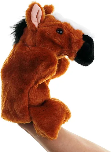 Vista 3 de Juguetes de peluche de caballo de mano para niños, animales de peluche suaves, títeres imaginativos de juego de simulación, narración de historias