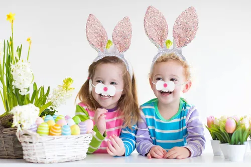 Vista 4 de eyigylyo Kit de disfraz de conejo de Pascua, diadema de conejo, diadema de conejo, cabeza de conejo, nariz, cola de conejo, accesorio