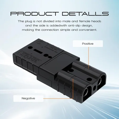 Vista 5 de cnaodun 8 piezas 6-10 calibre conector Anderson enchufe 50A 12-36V conector rápido de batería negro kit de enchufe de arnés de cable de desconexión