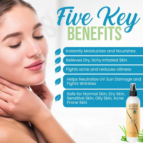 Vista 4 de NaPCA - Spray hidratante facial y corporal. Spray facial hidratante de PCA y aloe vera de sodio, sensación ligera, refresca, calma, restaura