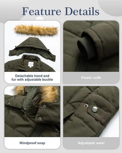 Vista 6 de Chrisuno Chaqueta acolchada de invierno para mujer, talla grande, abrigos de invierno largos, acolchados, impermeables, con forro polar, capucha
