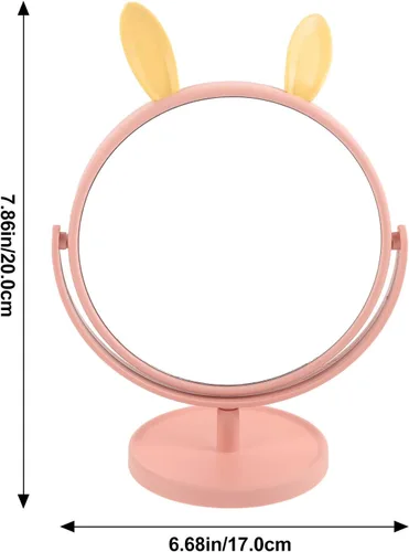 Vista 2 de LALAFINA Espejo de maquillaje para escritorio, con forma de orejas de conejo, cosmético de mesa para el hogar, dormitorio, baño, corte de pelo