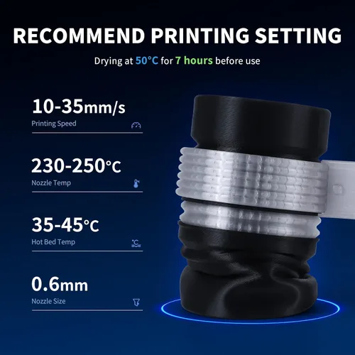 Vista 3 de YOUSU Filamento TPU 85A de 0.07 in, 2.2 lbs, filamento flexible para A1-negro mate 85a