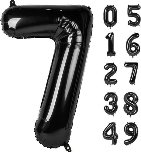 Vista 20 de Globo negro de 40 pulgadas con números del 0 al 9 (cero-nueve), globo de cumpleaños de gran tamaño, globo de helio de aluminio con números grandes