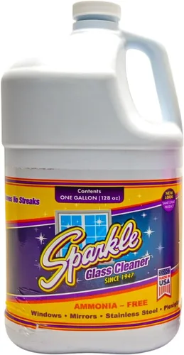 Vista 3 de Sparkle Botella de spray de limpiador de vidrio y botella de repuesto, limpiador de vidrio de fórmula original sin amoníaco, no deja rayas, botella