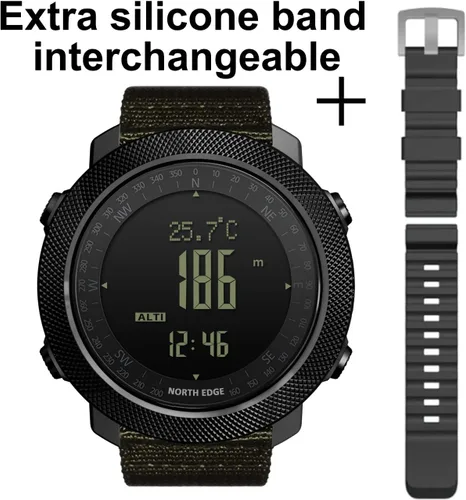 Vista 2 de North Edge Apache - Relojes deportivos tácticos para hombres, relojes digitales sólidos de supervivencia al aire libre con brújula militar sólida
