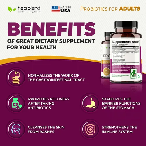 Vista 4 de healblend Probiotic Caps Cápsulas de suplemento dietético, probióticos para mujeres y hombres Salud digestiva, apoyo del sistema inmunológico, sin