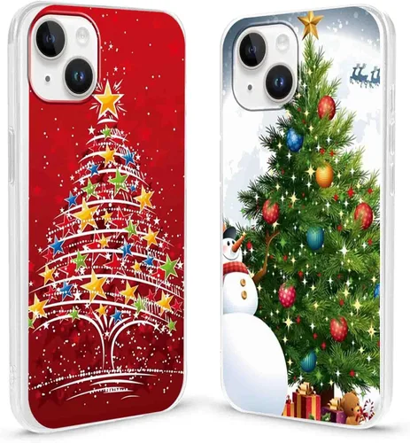 Vista 7 de Paquete de 2 fundas transparentes de Navidad para iPhone 7/8/SE 2020 / SE 2022 de 4.7 pulgadas, árboles de Navidad, resistentes al amarilleo