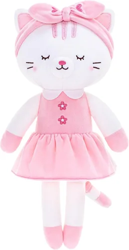 Vista 5 de Lazada - Muñecos de gato de peluche, juguete de animal gatito, regalo para bebé niña, gris con cinta para el cabello, 41 cm Gato gris