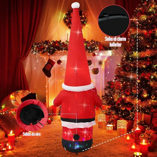 Vista 7 de Decoración inflable de Navidad de 7 pies para exteriores, enano con sombrero, decoración inflable de patio con luces LED integradas, adecuado