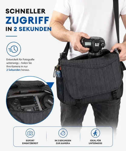 Vista 13 de CADeN Bolsa de hombro para cámara con compartimento para portátil de 14 pulgadas, soporte para trípode, compatible con Nikon, Canon, Sony, cámaras