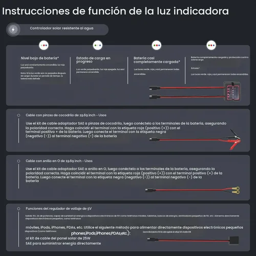 Vista 9 de Cargador de batería solar 25W 12V, kit de panel solar resistente para RV