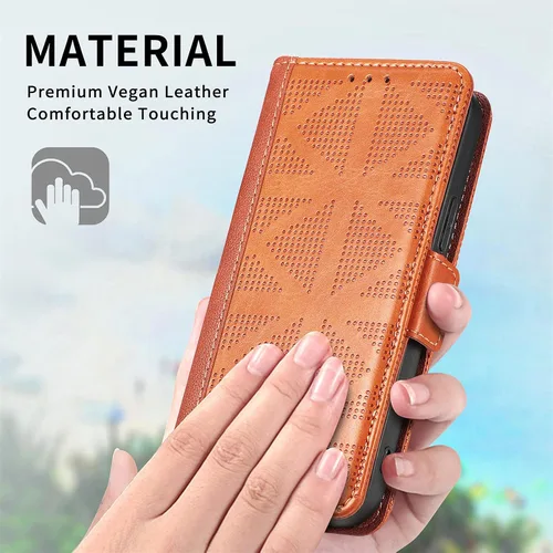 Vista 5 de Funda compatible con Xiaomi Poco X3 GT, tarjetero, compatible con Redmi Note 10 Pro (China) 5G de piel sintética con cierre magnético, color marrón