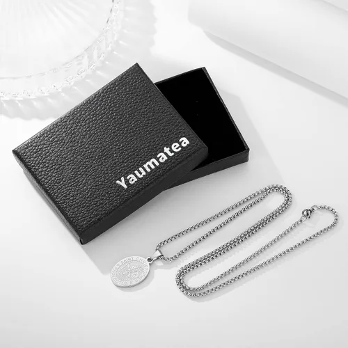 Vista 5 de Yaumatea San MiguelCristóbalVirgen MaríaBenedictoJude TaddeoJoséPatrickRafaelFranciscoFlorianThomas AquinasAnthony Medalla Collar Colgante de acero