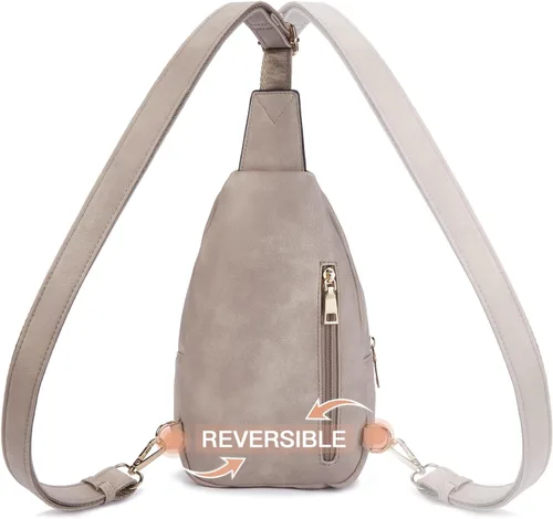Vista 103 de Telena Riñonera pequeña para mujer, de cuero, cangureras, bolsa de pecho para mujer