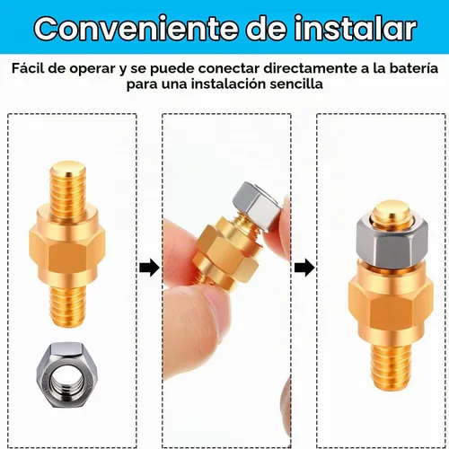 Vista 5 de Boao Adaptador de terminal de batería de poste lateral de 8 piezas - 3/8 16 pernos Tornillos extensores de poste de batería estándar