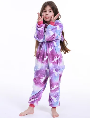 Vista 3 de Zorxu Disfraz de unicornio para niñas, disfraz de animal para Halloween, cosplay, unisex, regalos de Navidad para niños, caballo violeta, 10-12 años