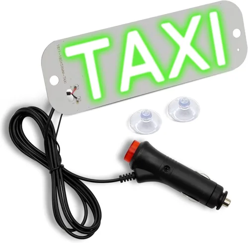 Vista 8 de Luz de taxi con enchufe Cig-arette, montaje de succión de taxi de 12 V CC en la lámpara de taxi con cubierta de viento del automóvil, 2 modos de Rojo