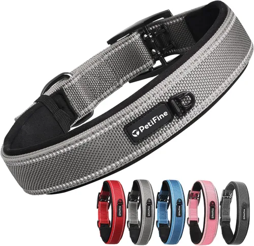 Vista 15 de PetiFine Collares para perros pequeños, collar acolchado de neopreno, collares reflectantes resistentes para mascotas con hebilla de cinturón