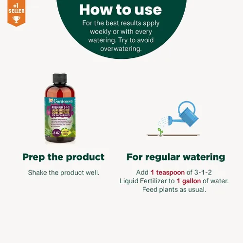 Vista 3 de GARDENERA Fertilizante Líquido Concentrado Multiusos Premium 3-1-2 para Todas las Plantas y Flores de Interior - Promueve el Crecimiento de Biomasa
