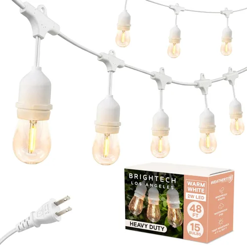 Vista 11 de Brightech Ambience Pro - Guirnalda de luces LED de 105 pies, iluminación de patio de grado comercial de 1 W, impermeable para exteriores