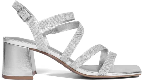Vista 2 de DREAM PAIRS Sandalias de tacón grueso con tiras para mujer, sandalias de tacón bajo y puntera abierta, zapatos de fiesta