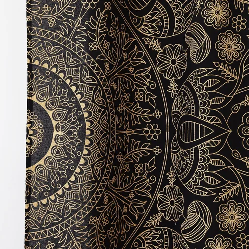 Vista 5 de Popular Handicrafts India Hippie Mandala Bohemia Hermoso Bosquejo Cortina Cortina Dormitorio Sala Balcón Cenefa Paneles Negro Oro
