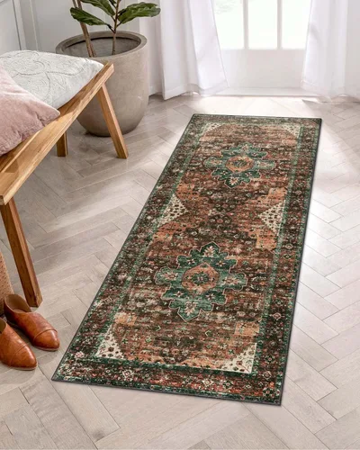 Vista 44 de Moynesa Alfombra ultra fina lavable de 2 x 3 pies, alfombra pequeña de cocina para entrada, interior, antideslizante, tapete vintage para puerta