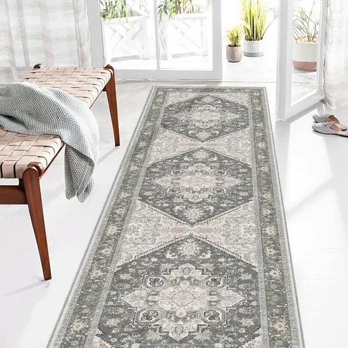 Vista 362 de OPPODREAM Alfombras suaves, pequeñas y lavables con parte trasera antideslizante, alfombra de cachemira sintética de pelo bajo, 2 x 3 pies, azul